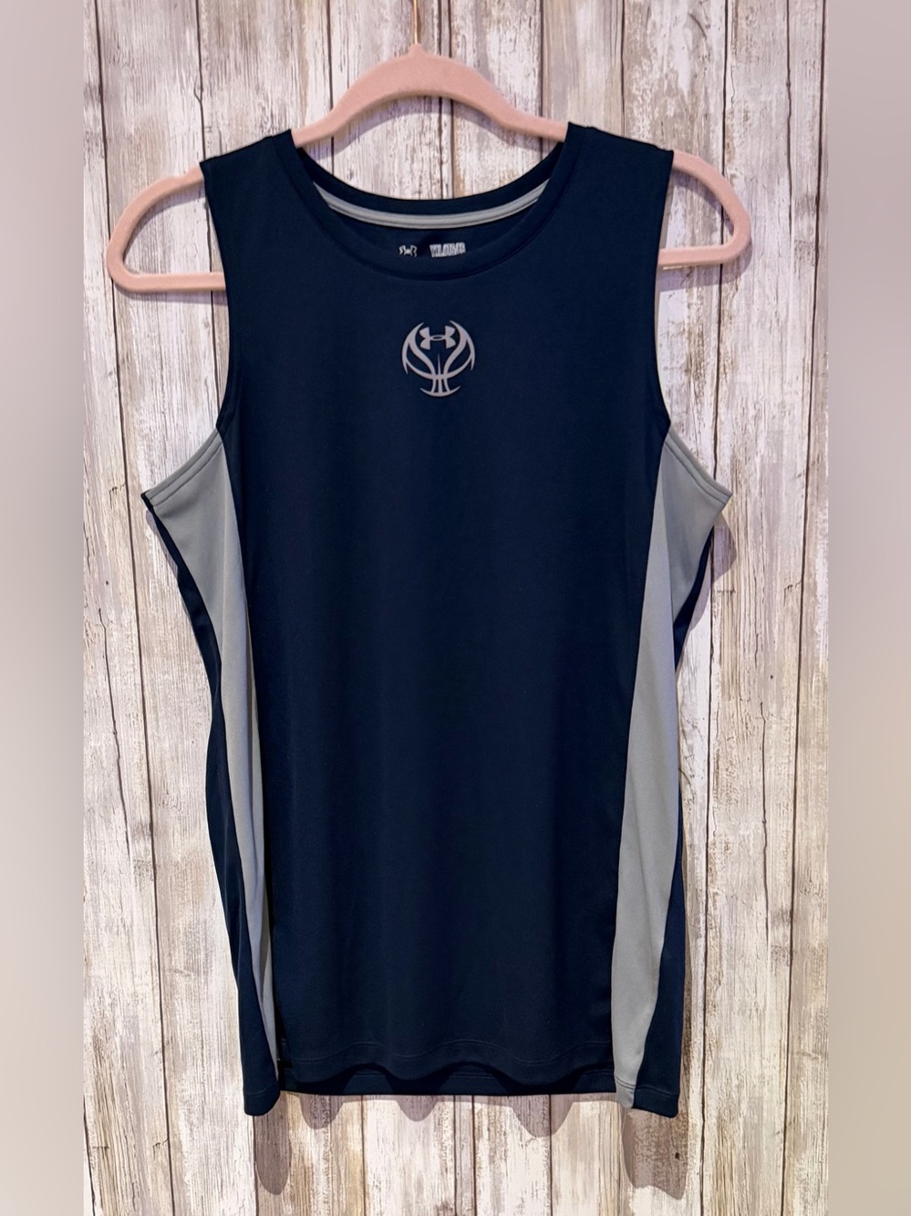 Under Armour HeatGear Boys Youth XL Navy Blue Gray Basketball Tank